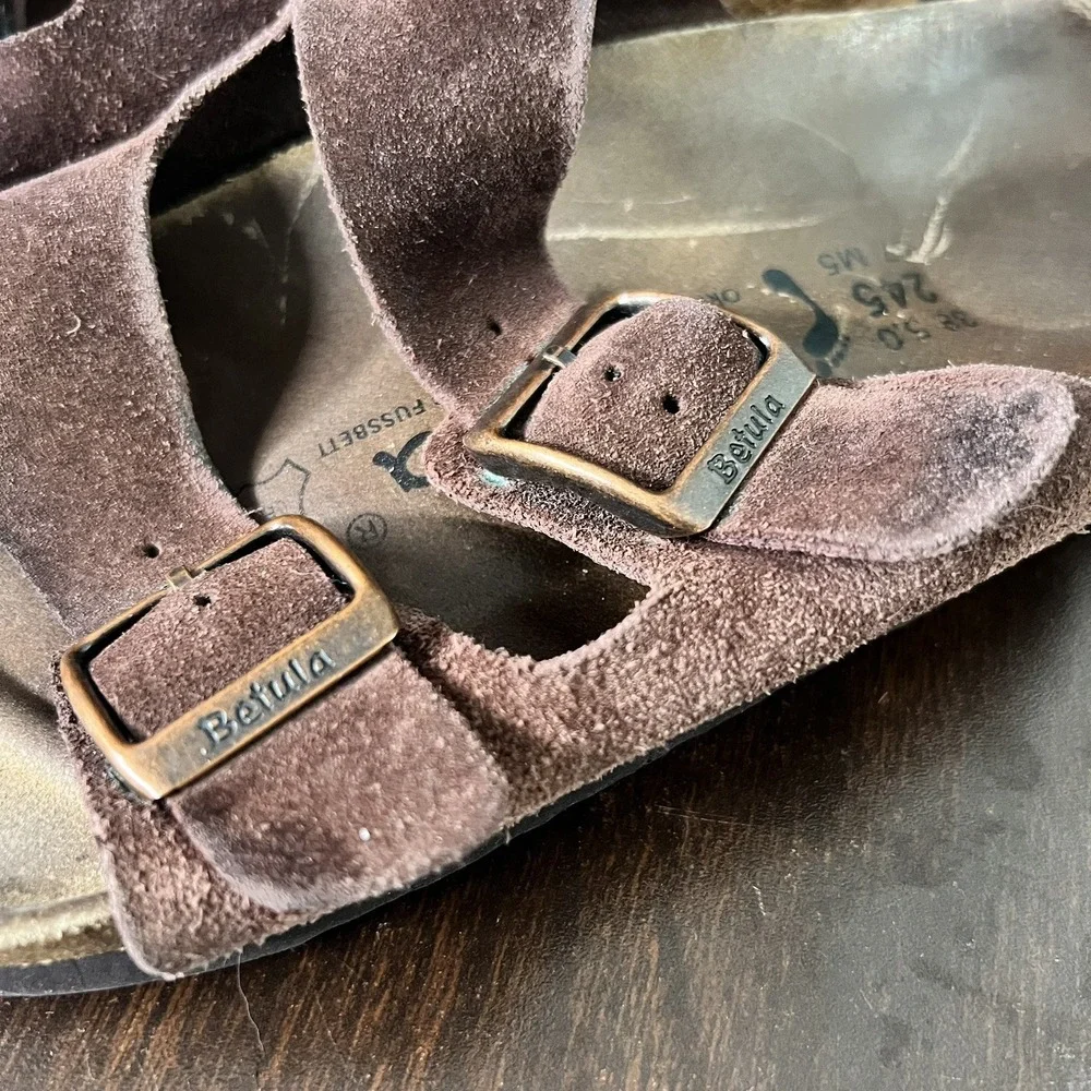 Birkenstock Betula Arizona Slide Sandals Brown Leather Women 7 Men 5 SEE‎ PHOTOS